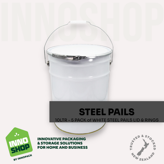 10LTR WHITE STEEL PAILS LID & RINGS