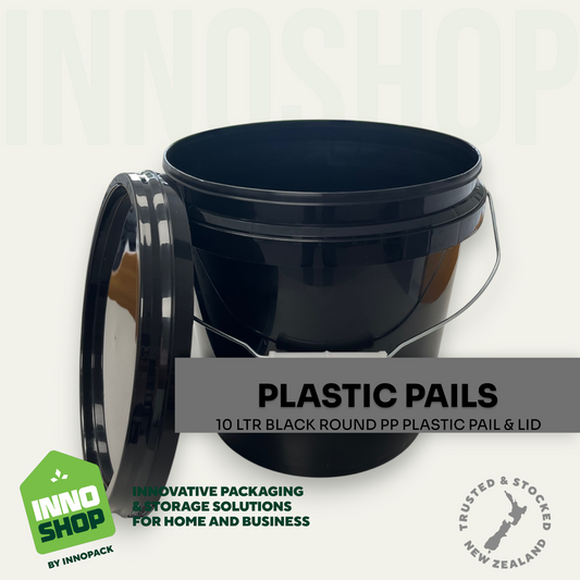 10LTR BLACK PLASTIC PAIL & LID