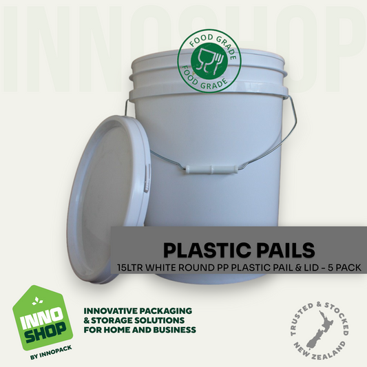 15LTR WHITE PLASTIC PAIL & LID