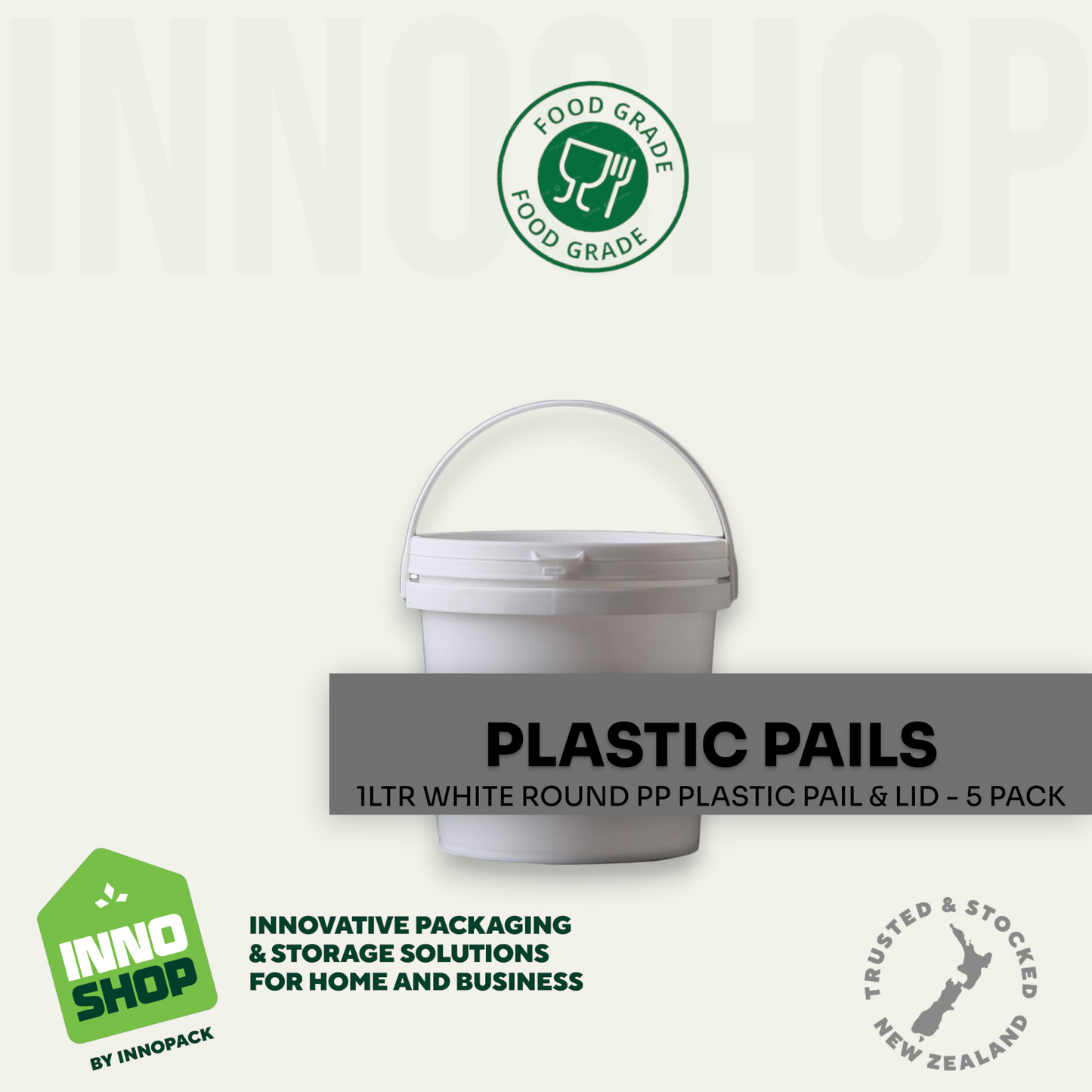 1LTR WHITE PLASTIC PAIL & LID