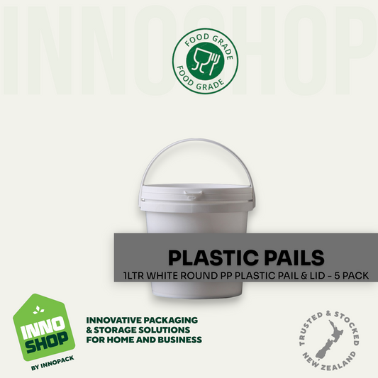 1LTR WHITE PLASTIC PAIL & LID