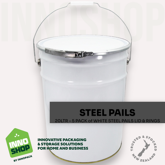 20LTR WHITE STEEL PAILS LID & RINGS