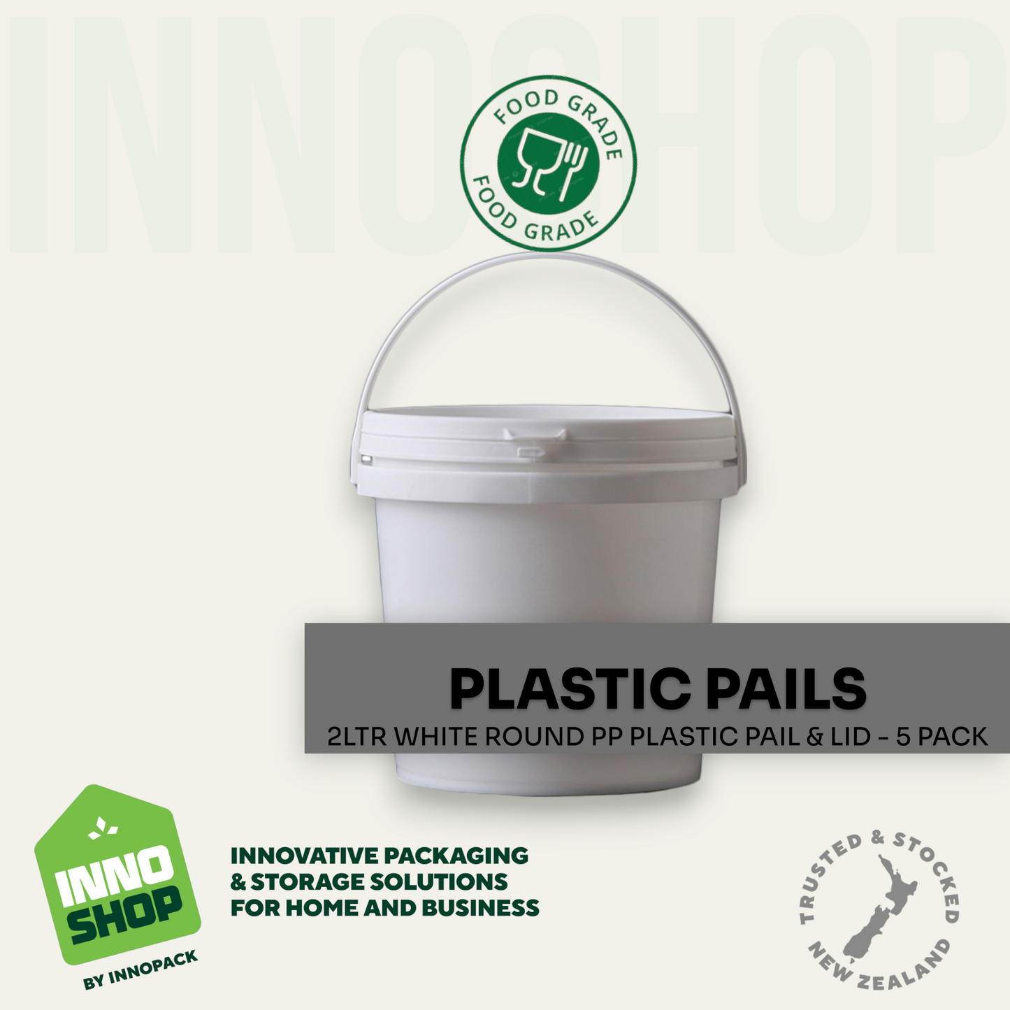 2LTR WHITE PLASTIC PAIL & LID