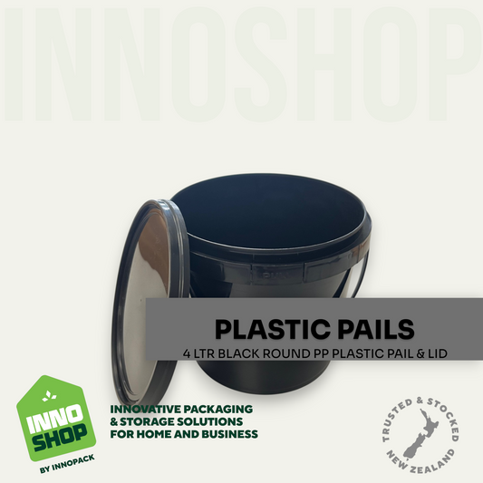 4LTR BLACK PLASTIC PAIL & LID