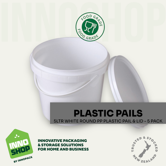 5LTR WHITE PLASTIC PAIL & LID