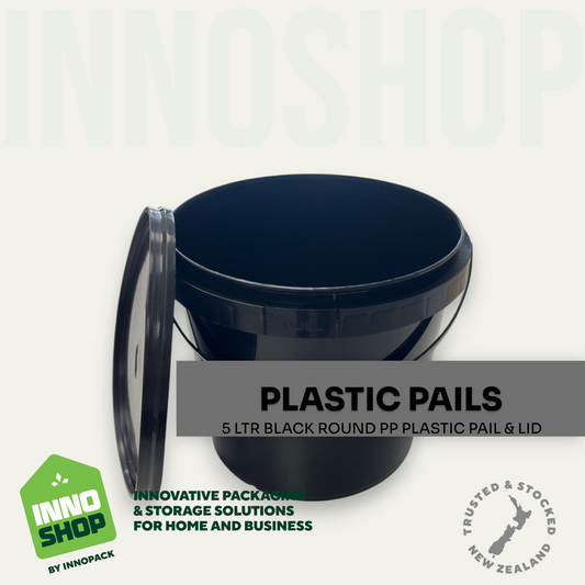 5LTR BLACK PLASTIC PAIL & LID