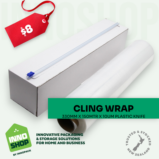 CLING WRAP 330MM X 150M X 10UM PLASTIC KNIFE - 1 ROLL