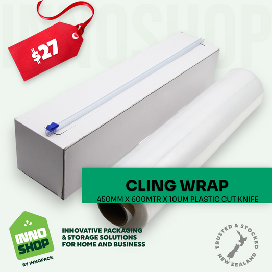CLING WRAP 450MM X 600M X 10UM PLASTIC KNIFE - 1 ROLL