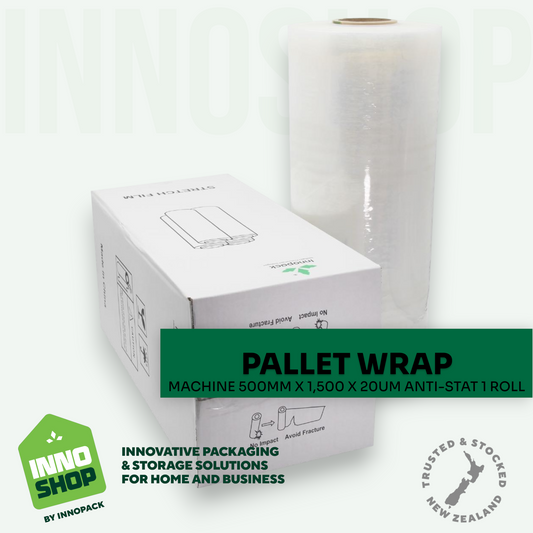 MACHINE WRAP 500MM X 1,500 X 20UM UV-ANTI STAT 1 ROLL / CARTON CAST PE