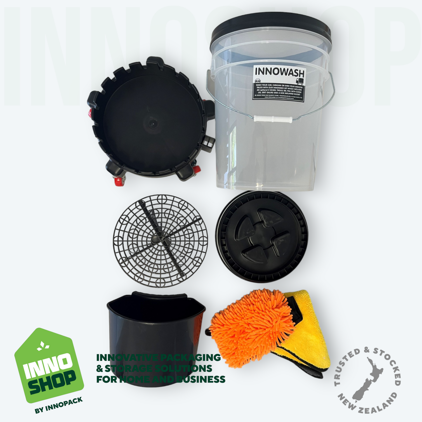 WASH 7-PIECE COMBO INC TROLLY COMES WITH 2 PIECE CLOTH / GLOVE CARE KIT