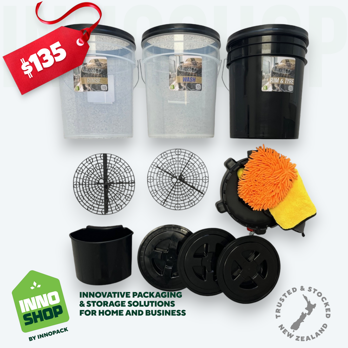 WASH MEGA COMBO 20L "WASH" "RINSE" & "RIM and TYRE" WASH SET