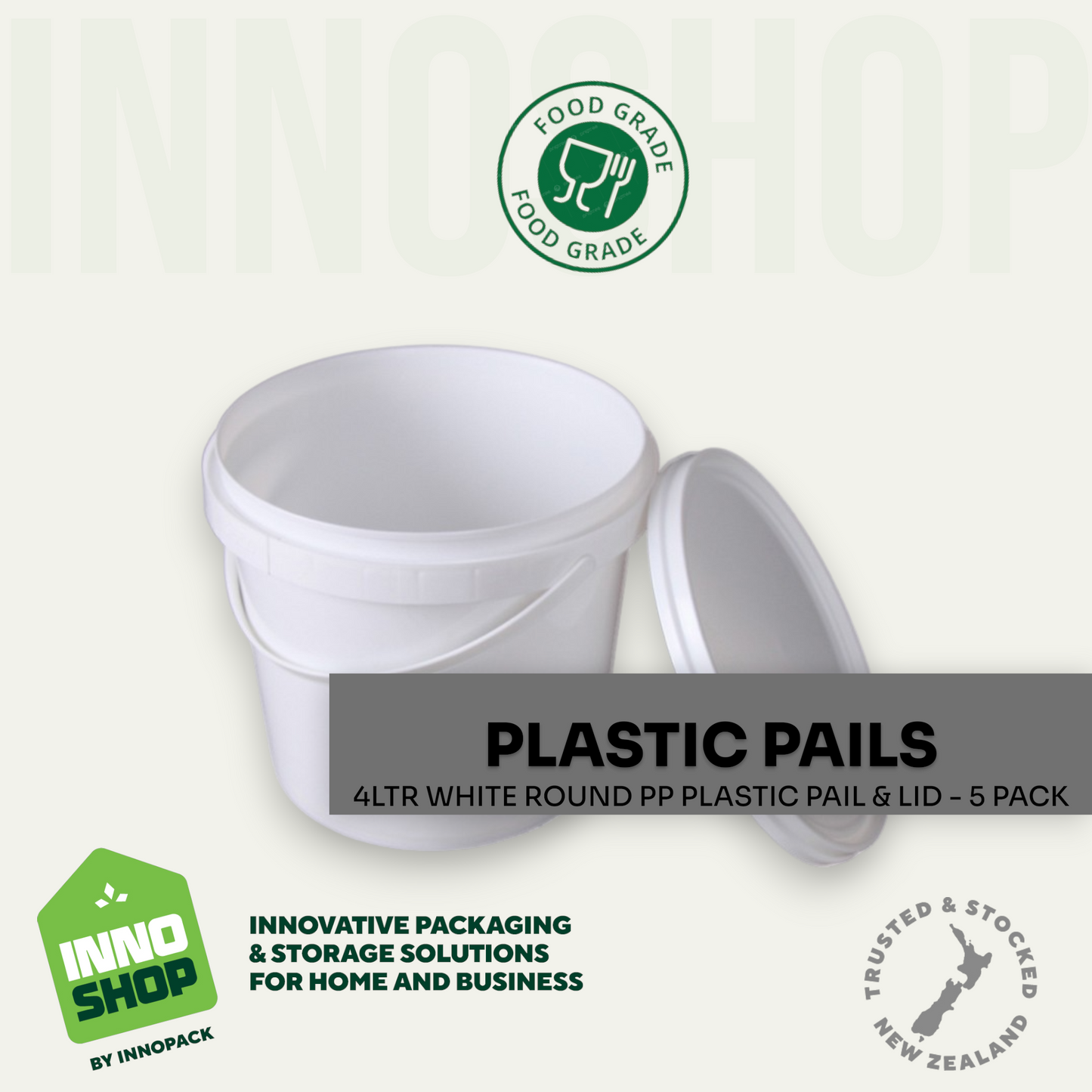 4LTR WHITE PLASTIC PAIL & LID
