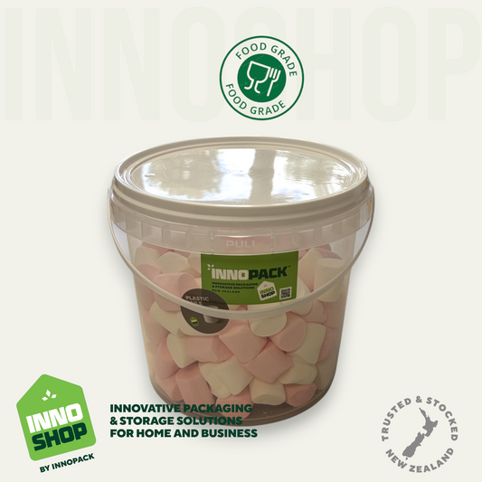 4LTR CLEAR PLASTIC PAIL & WHITE LIDS