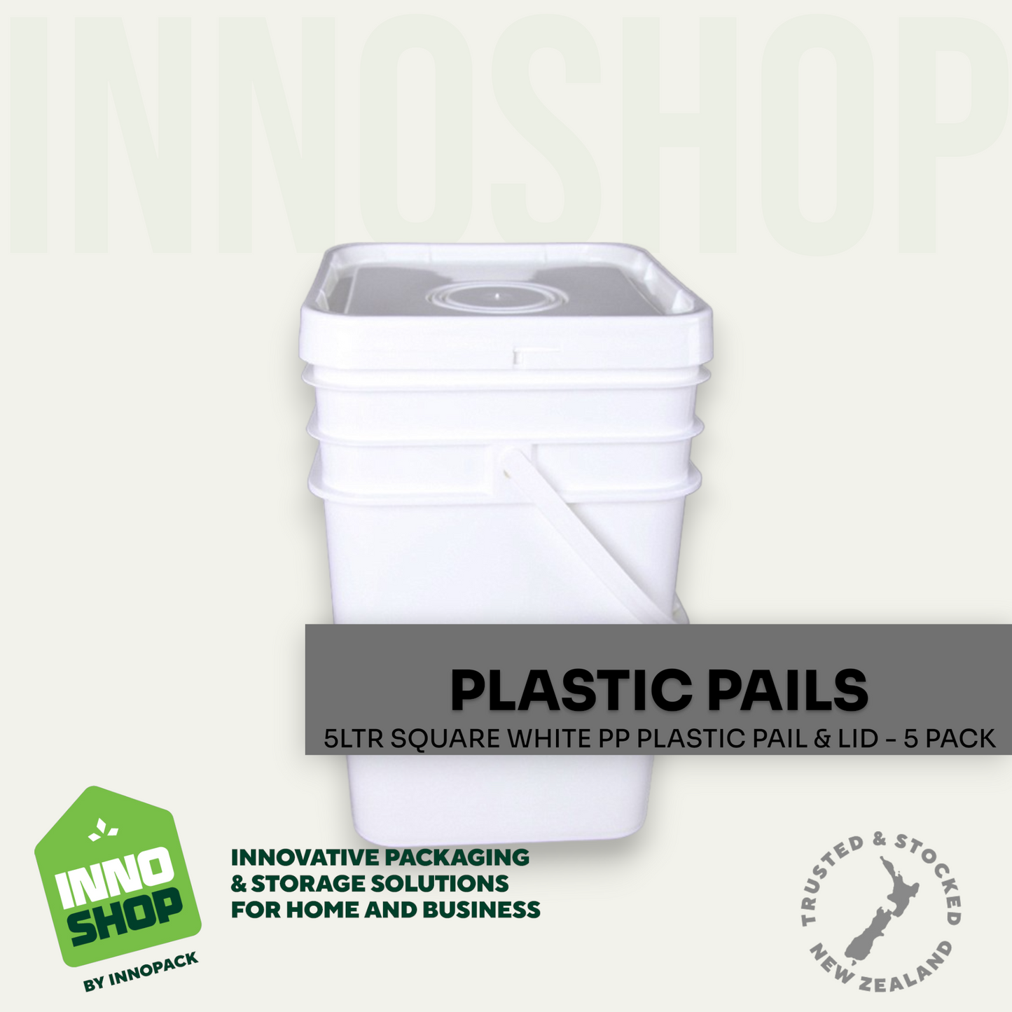 5LTR WHITE SQUARE PLASTIC PAIL & LID