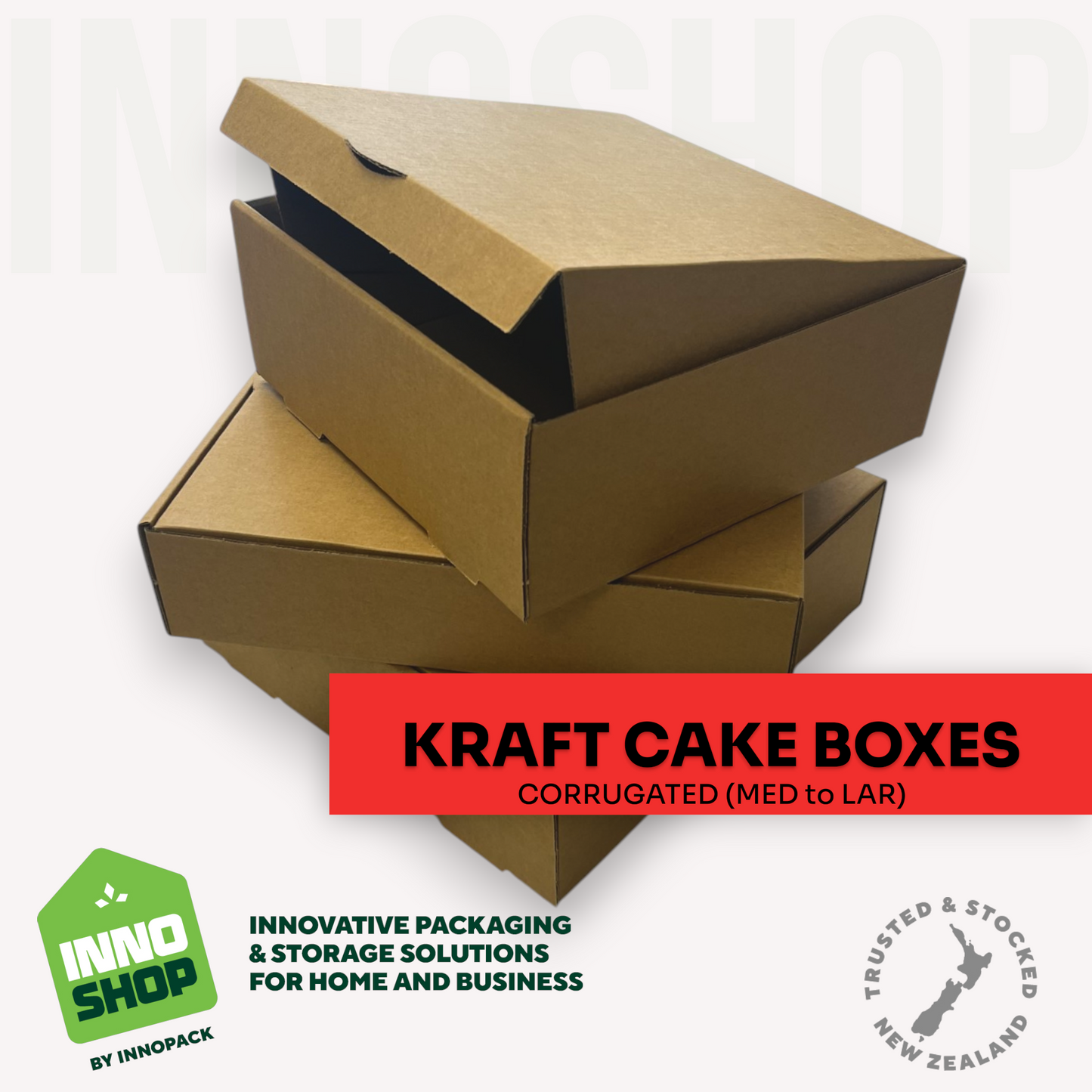 CAKE BOX KRAFT CORRUGATE 305MM X 305MM X 178MM (100/CTN)