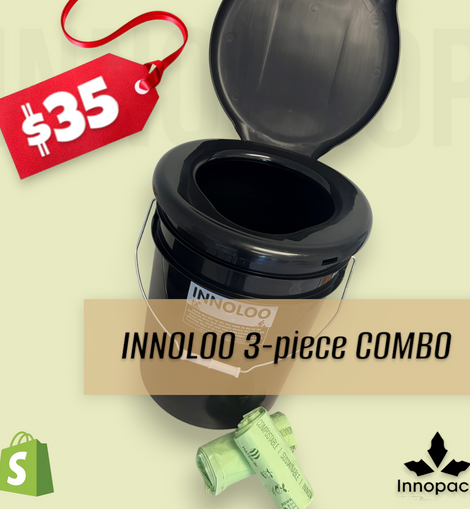 INNOLOO 20L PAIL & TOILET SEAT COMBO + 25 x 30L HOME COMPOSTABLE BAGS