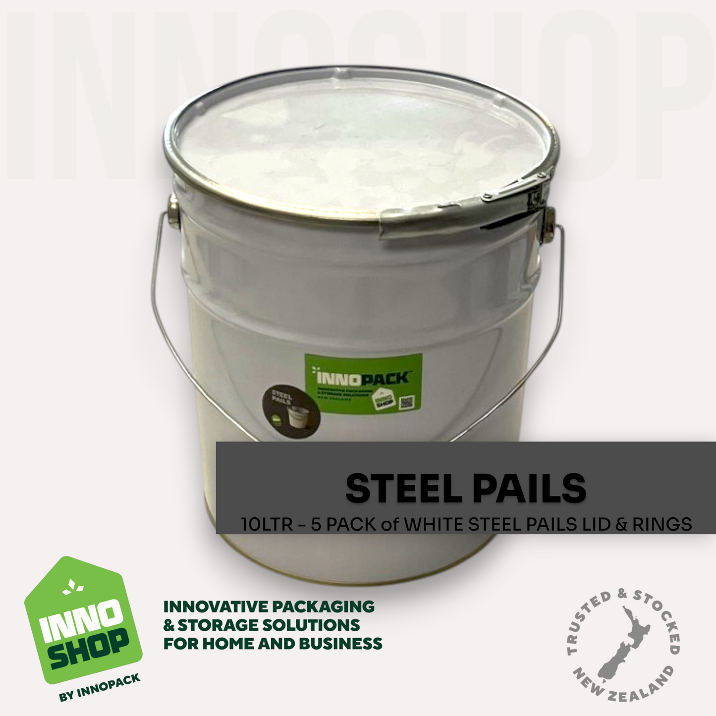 10LTR WHITE STEEL PAILS LID & RINGS
