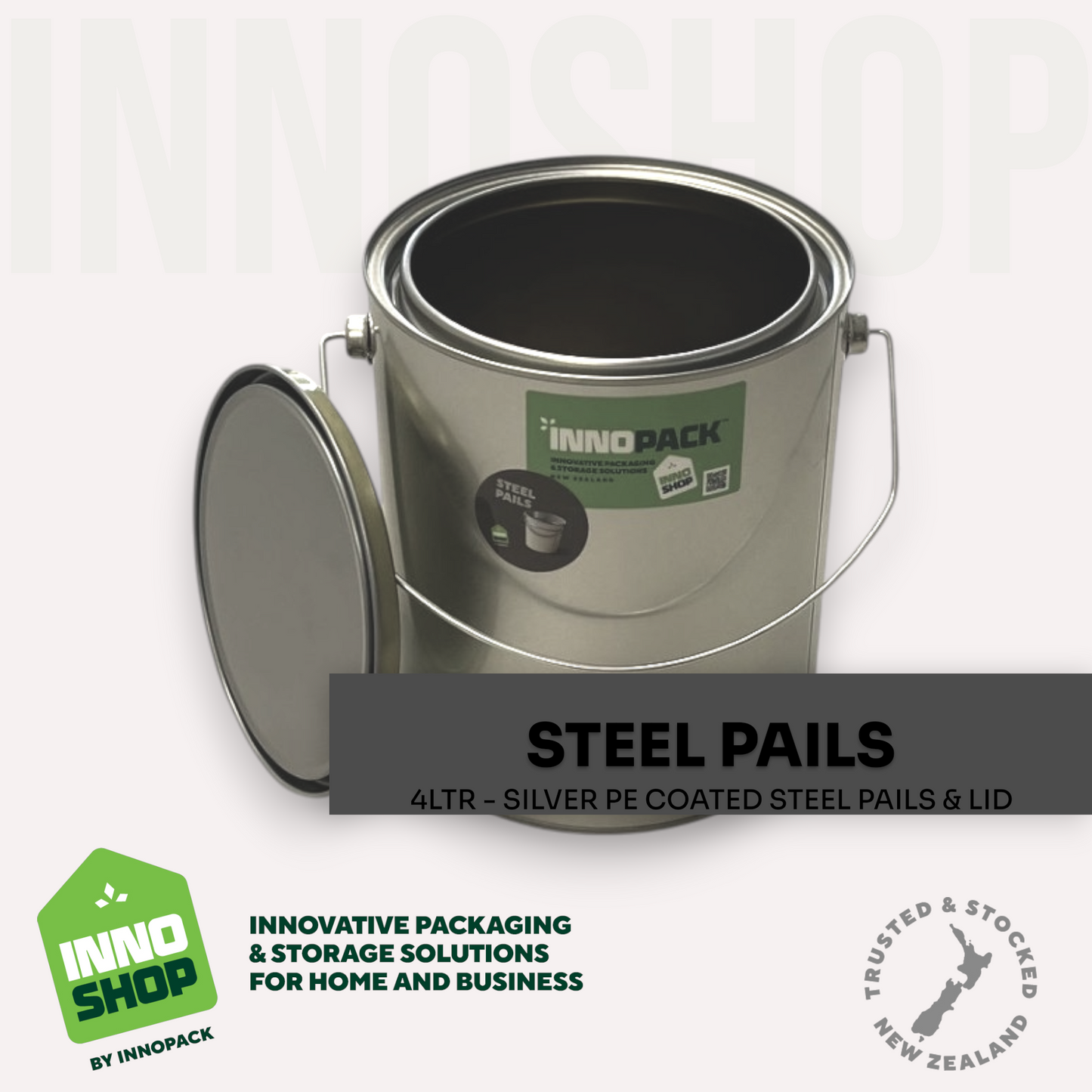 3.75 LTR SILVER RND PE LINED TIN & LID - TRIPLE TIGHT LID FORMAT 24 / CARTON