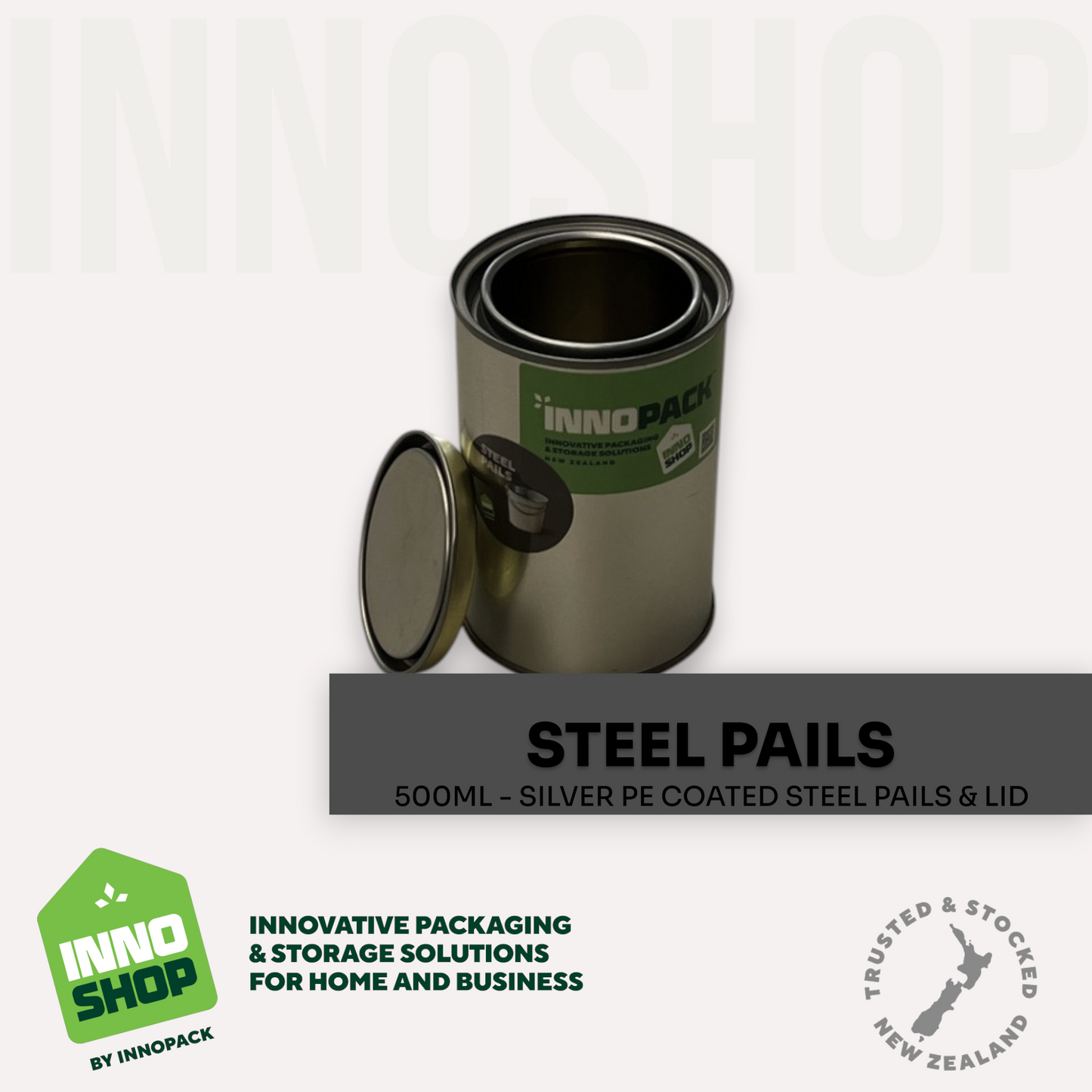 500ML SILVER RND PE LINED TIN & LID - TRIPLE TIGHT LID FORMAT 128 / CARTON