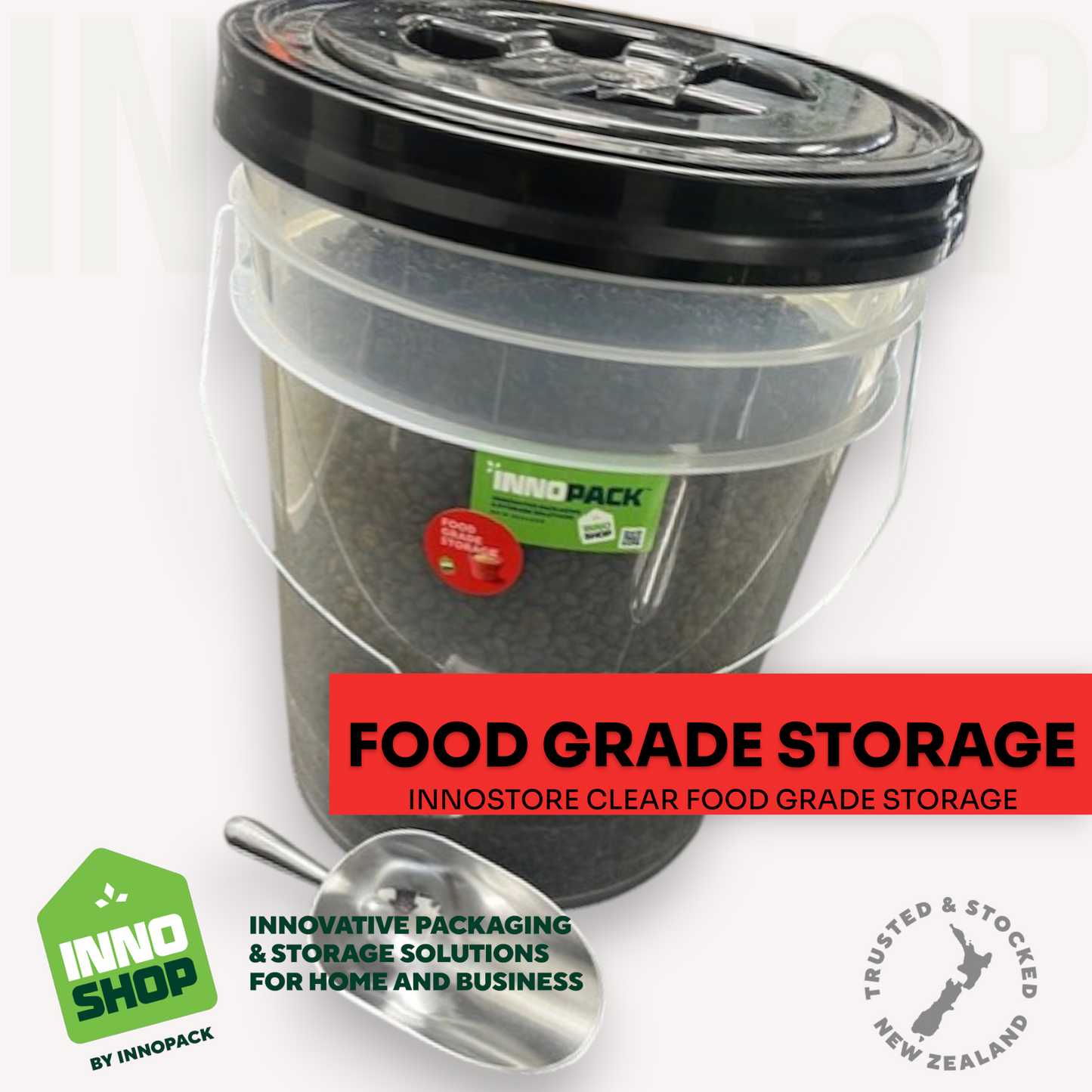 20L STORAGE PAIL & GAMMA SEAL SCREW LID & 350ML ALUMINIUM SCOOP