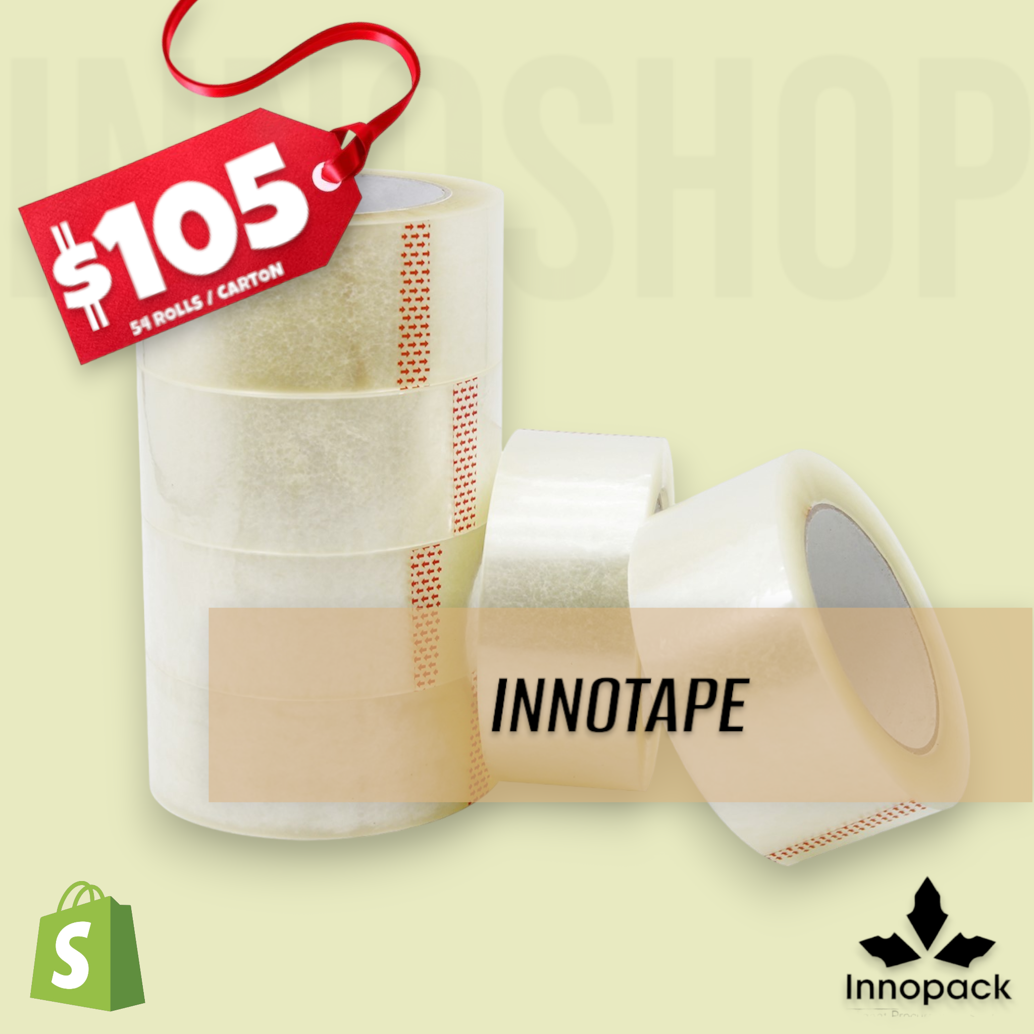 Innopack INNOTAPE 54 ROLLS of 50MM X 50UM X 100MTR CLEAR OPP PACKING TAPE ...